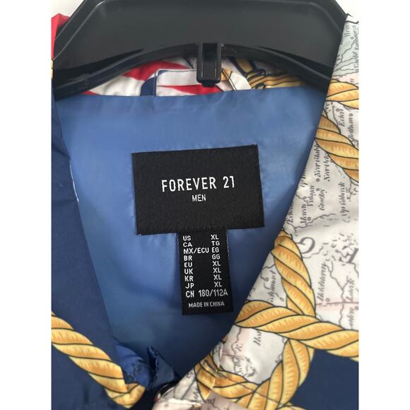 GUC Forever 21 Men Vintage Nautical Theme Windbreaker Water Resistant Size XL - Picture 3 of 5